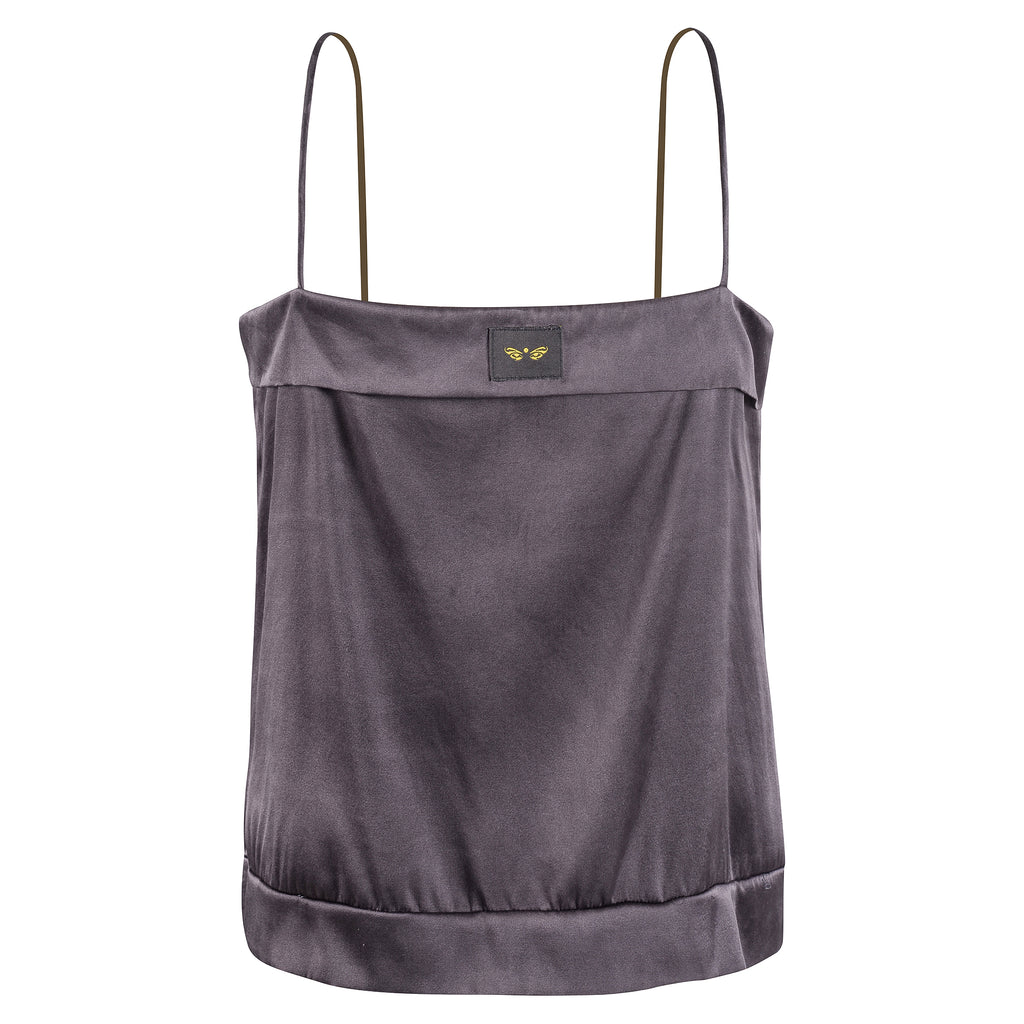 Dark Grey Square Silk Top